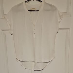 Lucky Brand White Short Sleeve Blouse